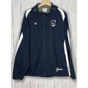 Champion USA Lacrosse Team Issued Jacket Adult XL Navy Blue Packable Hood Rare